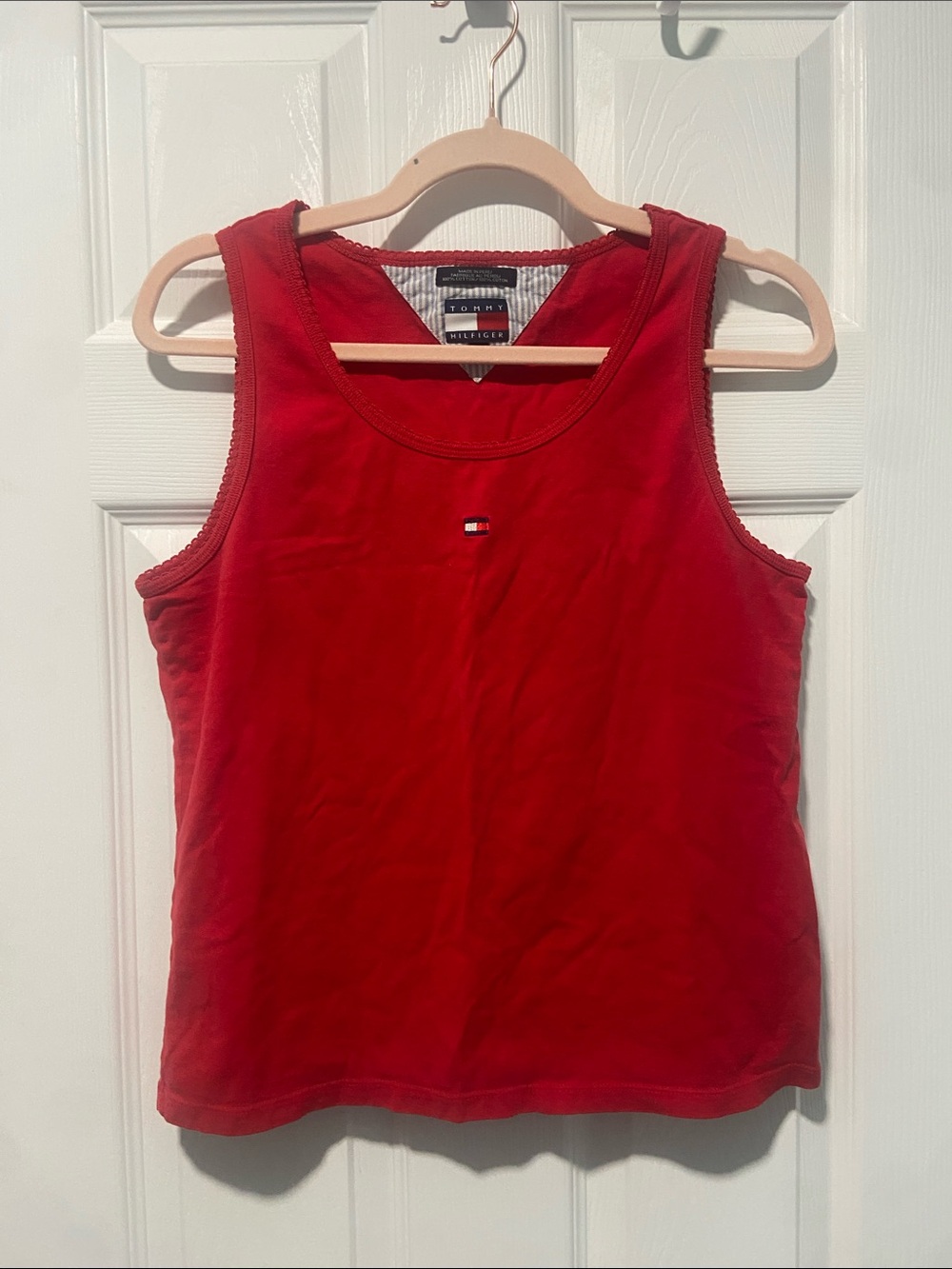 Tommy Hilfiger Red Sleeveless Tank with Flag Logo